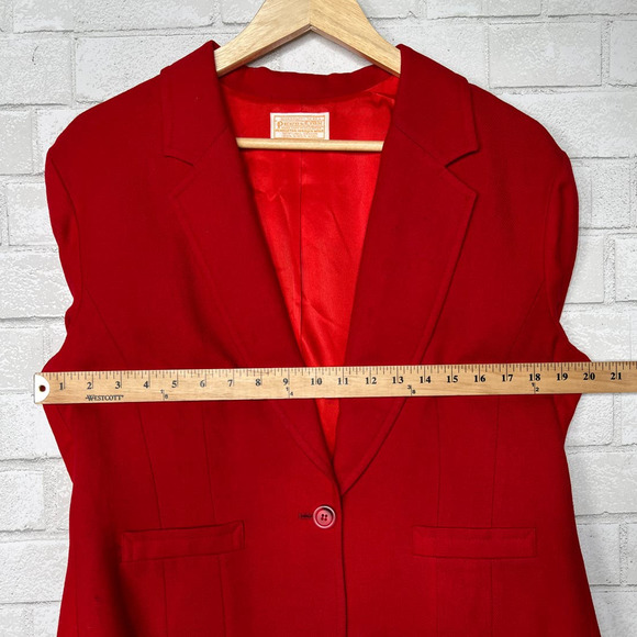 Pendleton 10 Matching 2-Piece 100% Wool Suit Set Blazer A-Line Skirt Jacket Red - Picture 8 of 14